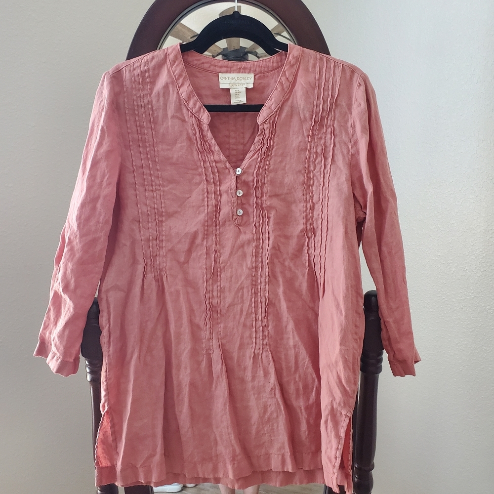 Cynthia Rowley Dusty Pink Linen Tunic, Size Medium